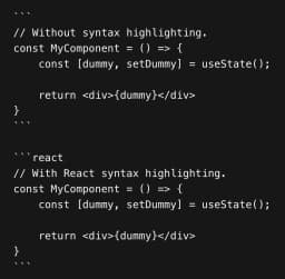 Dev.to syntax highlighting code